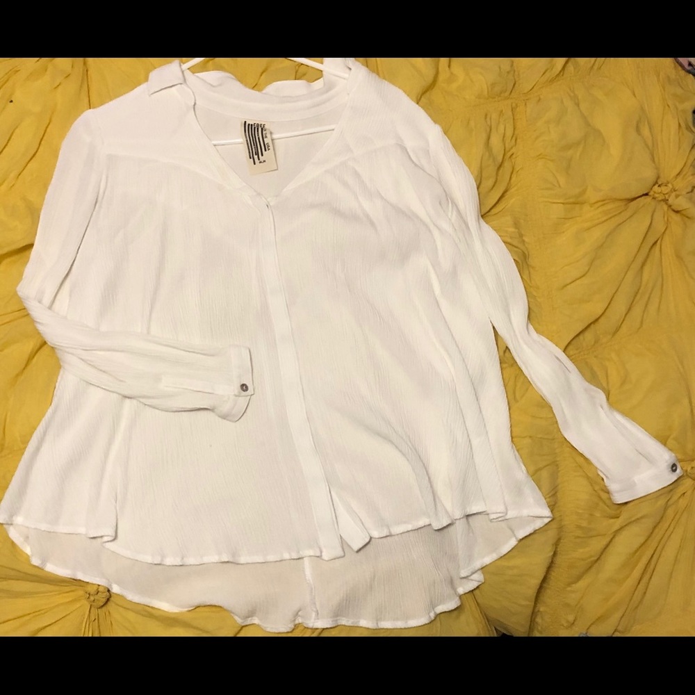 Free People white long sleeve blouse